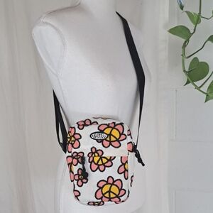 Dolls KILL Petals And PEACOCKs Peace Sign Floral Mini Crossbody Bag